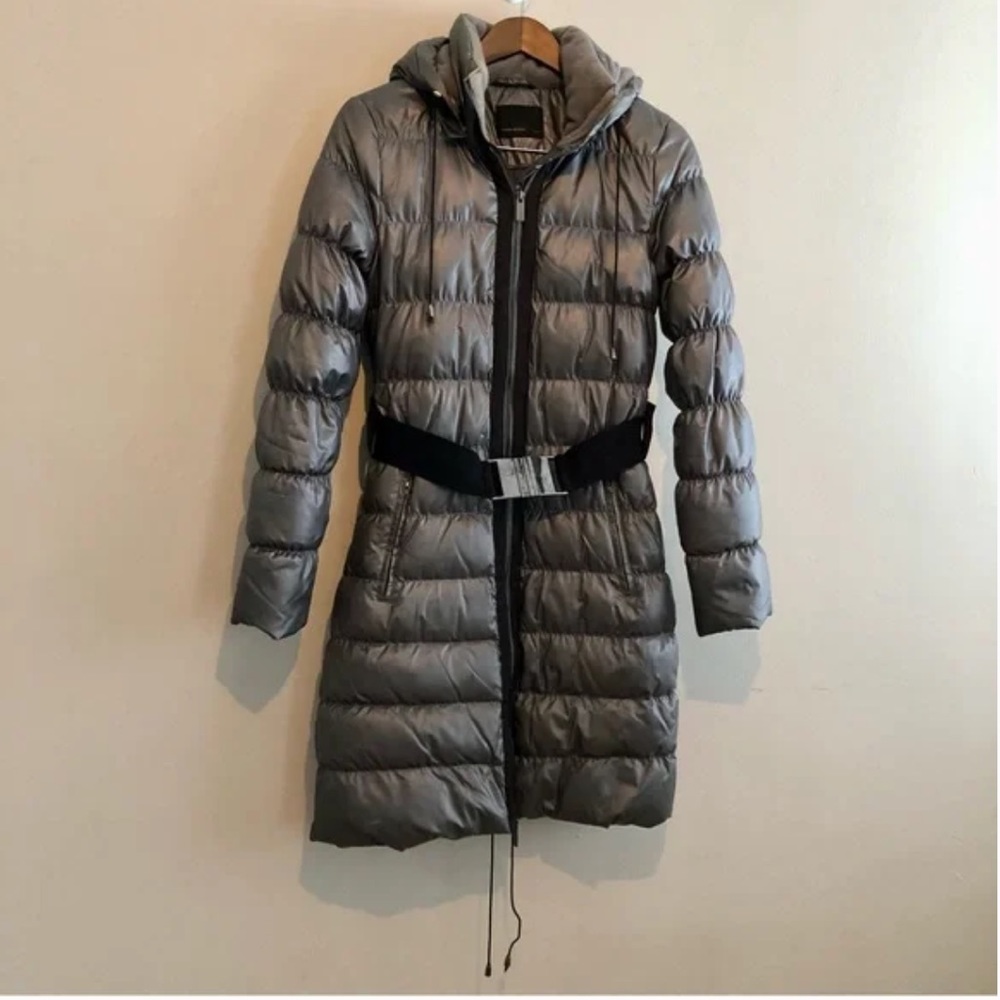 Vero Moda Iman 3/4 Puffer Thick Comfy Belted Hooded Winter Jacket Coat Grey - Picture 15 of 15